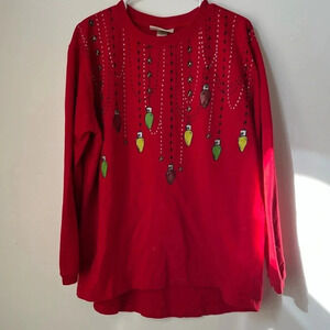 M & C Sportswear Holiday Christmas Lights Sweatshirt